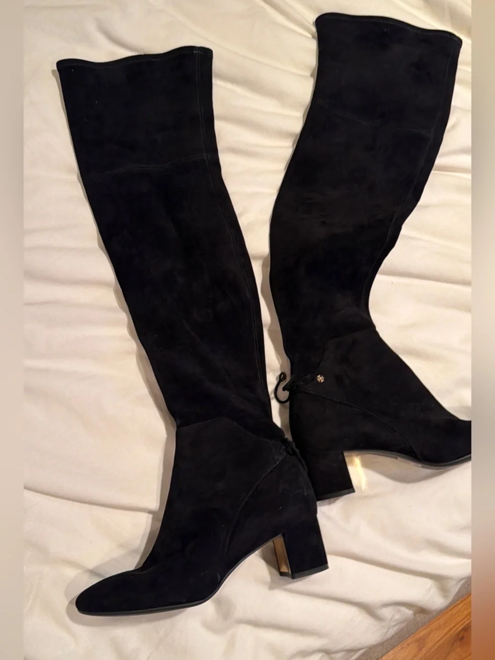 Tory Burch Black Suede Over-the-Knee Block Heel Boots